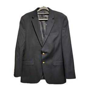 Ralph Lauren Wool Blend Sport Coat Navy Gold Buttons Size 42L